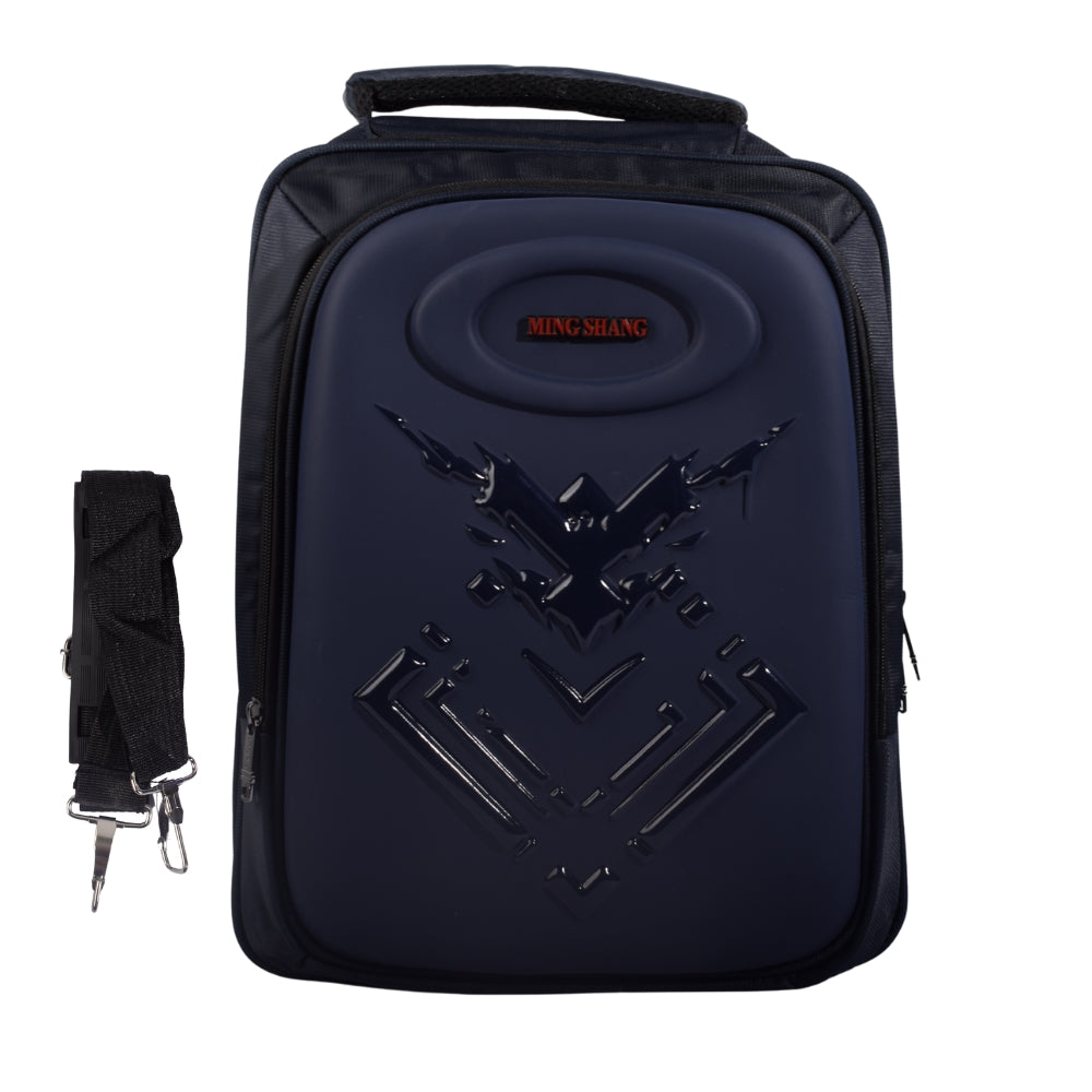 MING SHANG Black Hard-Shell Backpack with Detachable Strap
