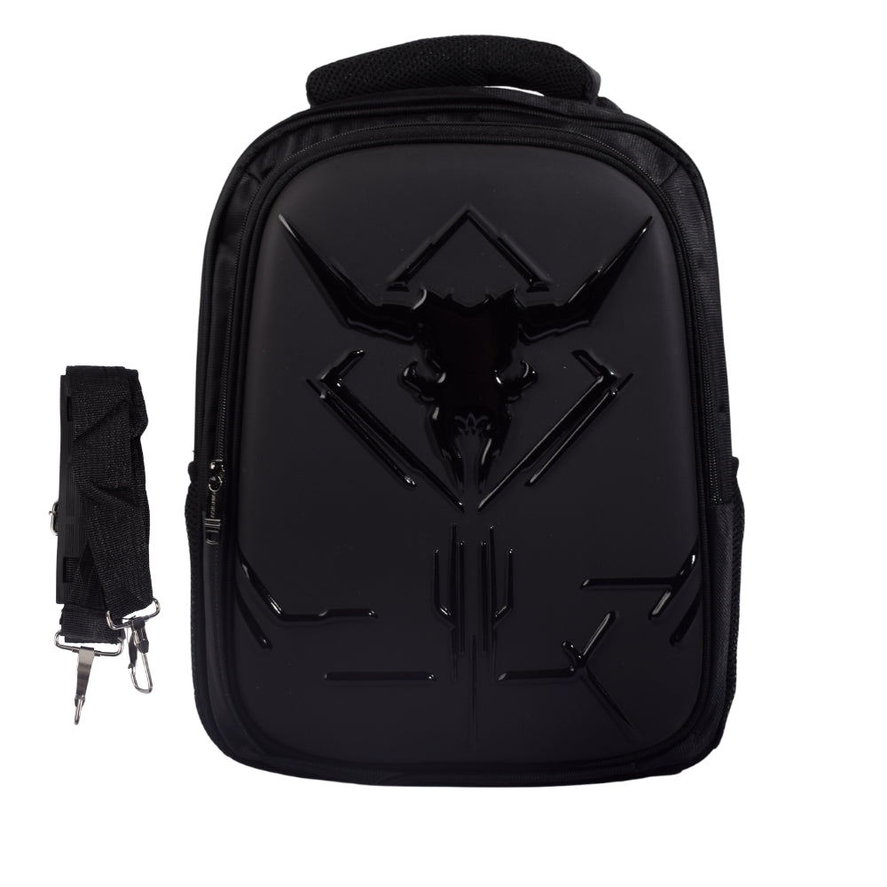 MING SHANG Black Hard-Shell Backpack with Detachable Strap