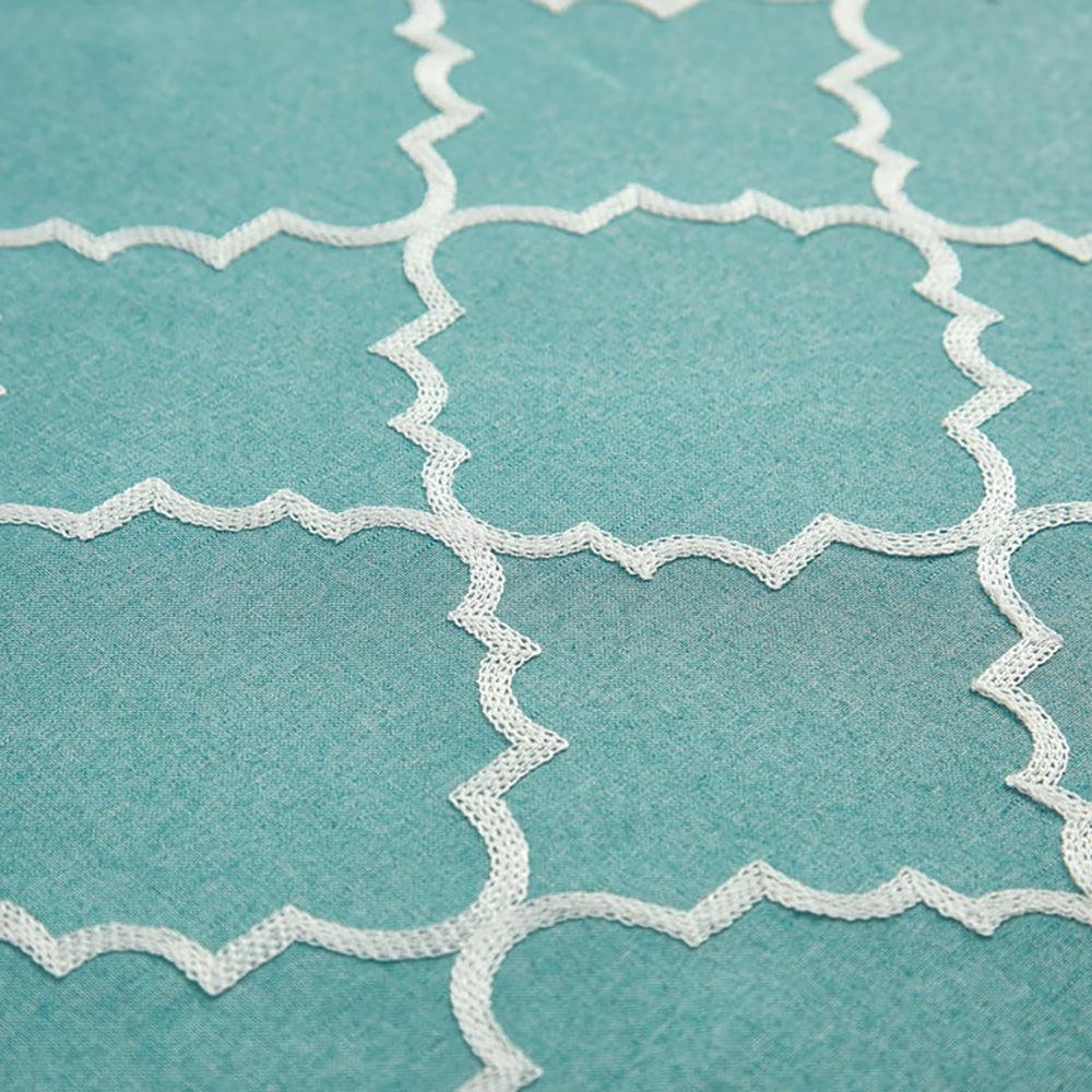 Mainstays Embroidered Heather Curtain Panel Pair, 37 in x 84 in, Aqua