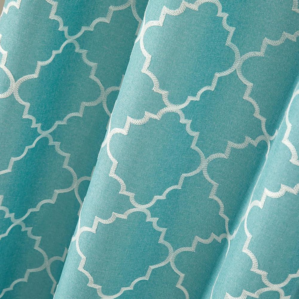 Mainstays Embroidered Heather Curtain Panel Pair, 37 in x 84 in, Aqua