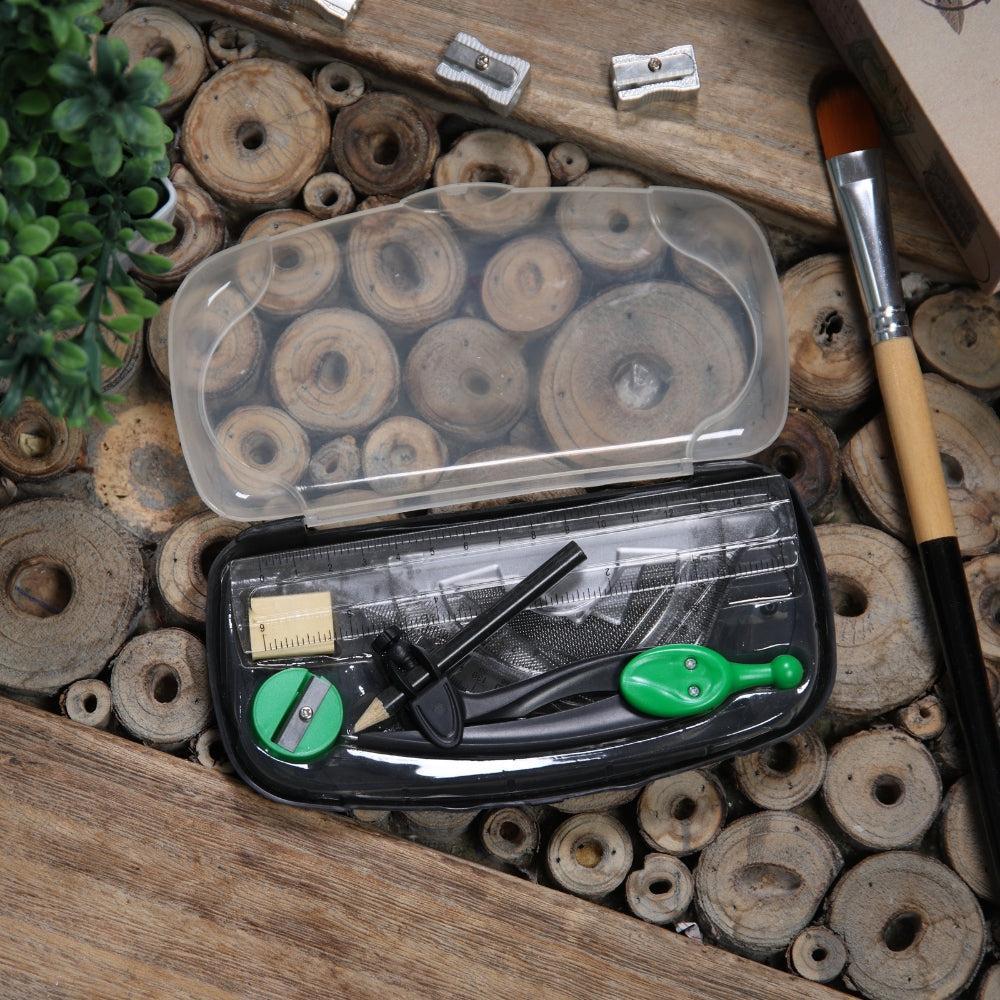 Math Geometry Drawing Compass Set with Shatter proof Storage Box for School