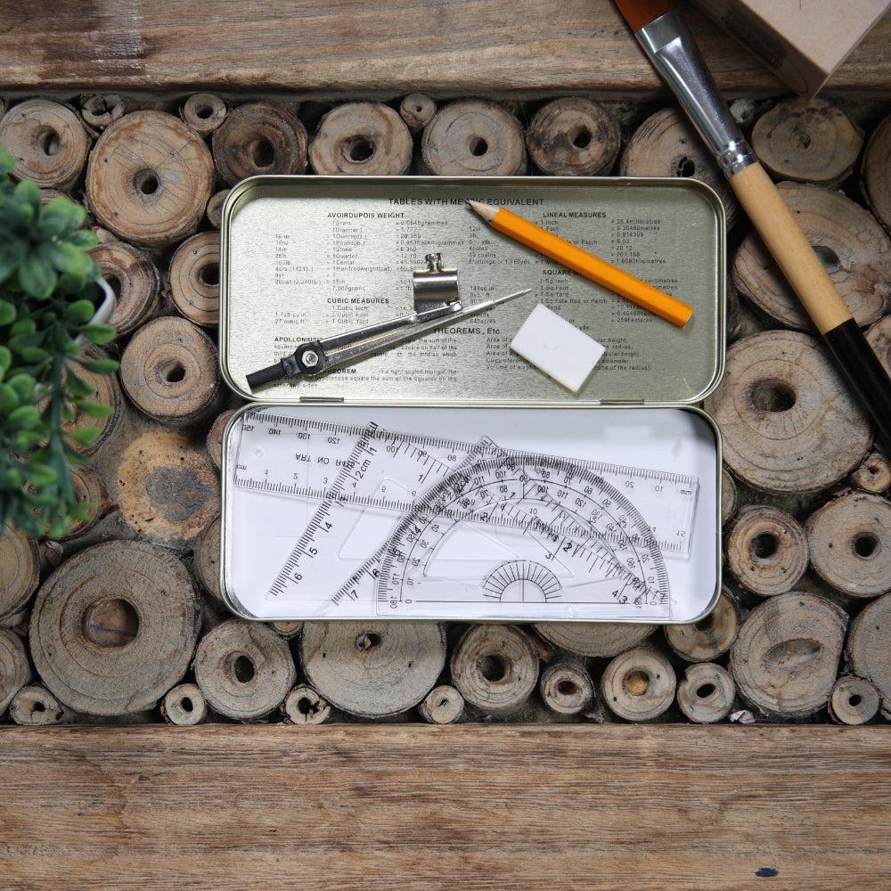 Math Geometry Drawing Compass Set with Shatter proof Storage Box for School