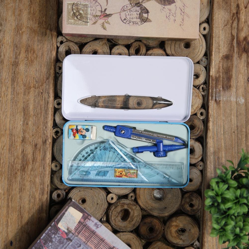 Math Geometry Drawing Compass Set with Shatterproof Storage Box for School