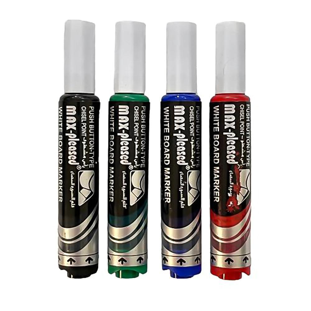 Max-Pleased Liquid White Board Marker - 4 Color Set