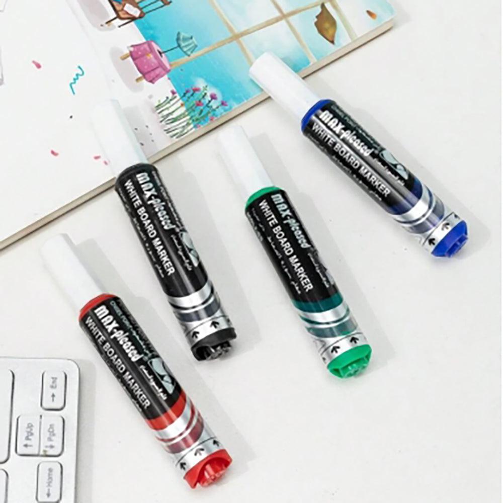 Max-Pleased Liquid White Board Marker - 4 Color Set