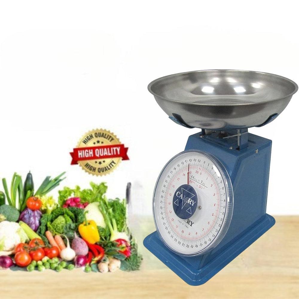 Mechanical Kitchen Scale with Stainless Steel Bowl, 20 kg - Blue