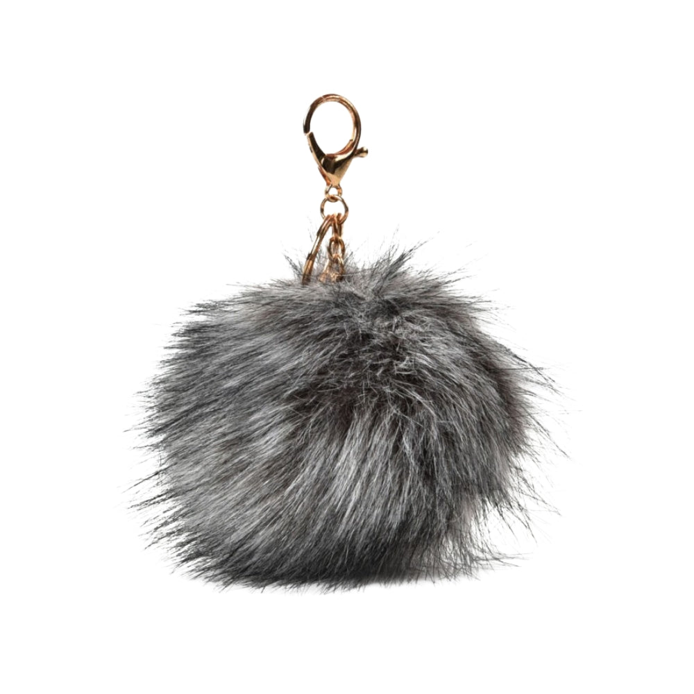 Metal Furry Keychain Rabbit Fur Ball Pompom Keychain for Car Keyring Handbag Tote Bag