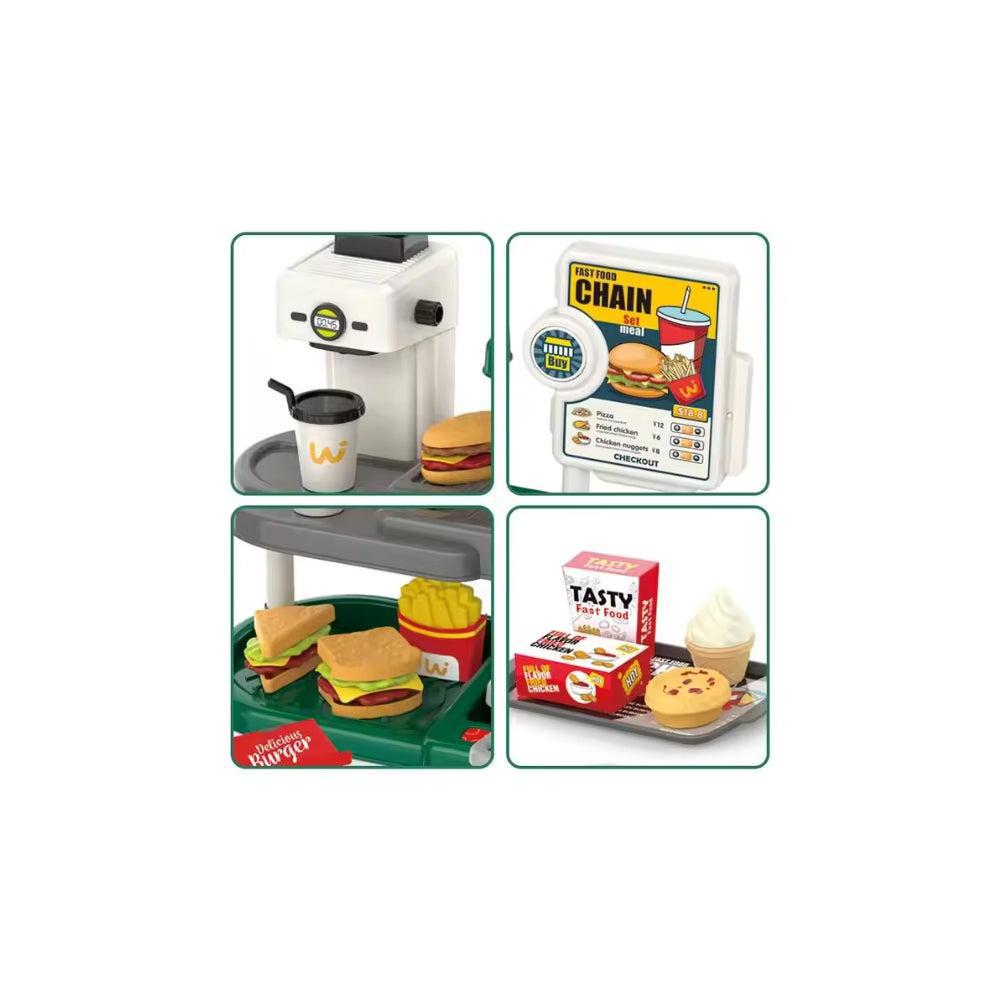 Mini Fast Food Set, Real Kitchen Playset, Pretend Play Preschool Kitchen with Water Outlet