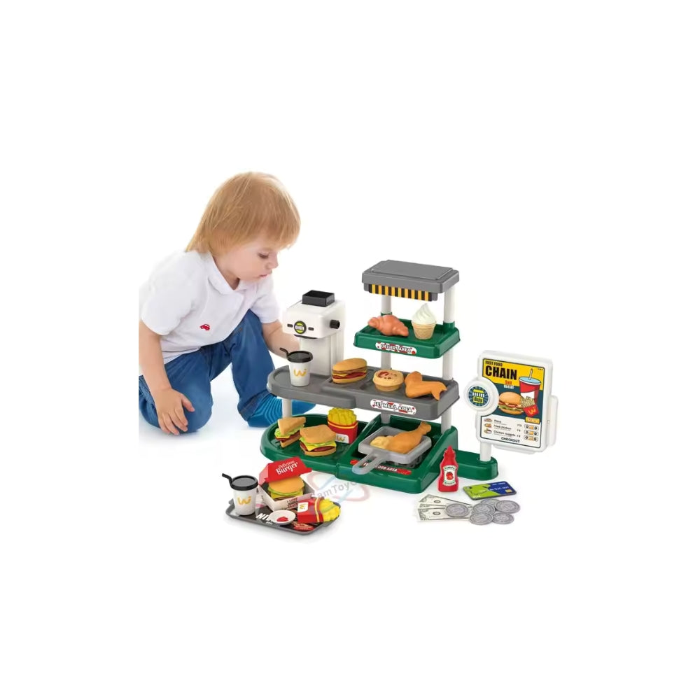 Mini Fast Food Set, Real Kitchen Playset, Pretend Play Preschool Kitchen with Water Outlet