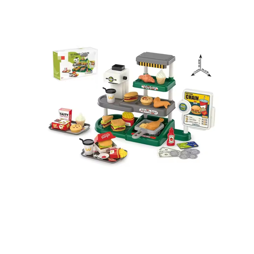Mini Fast Food Set, Real Kitchen Playset, Pretend Play Preschool Kitchen with Water Outlet