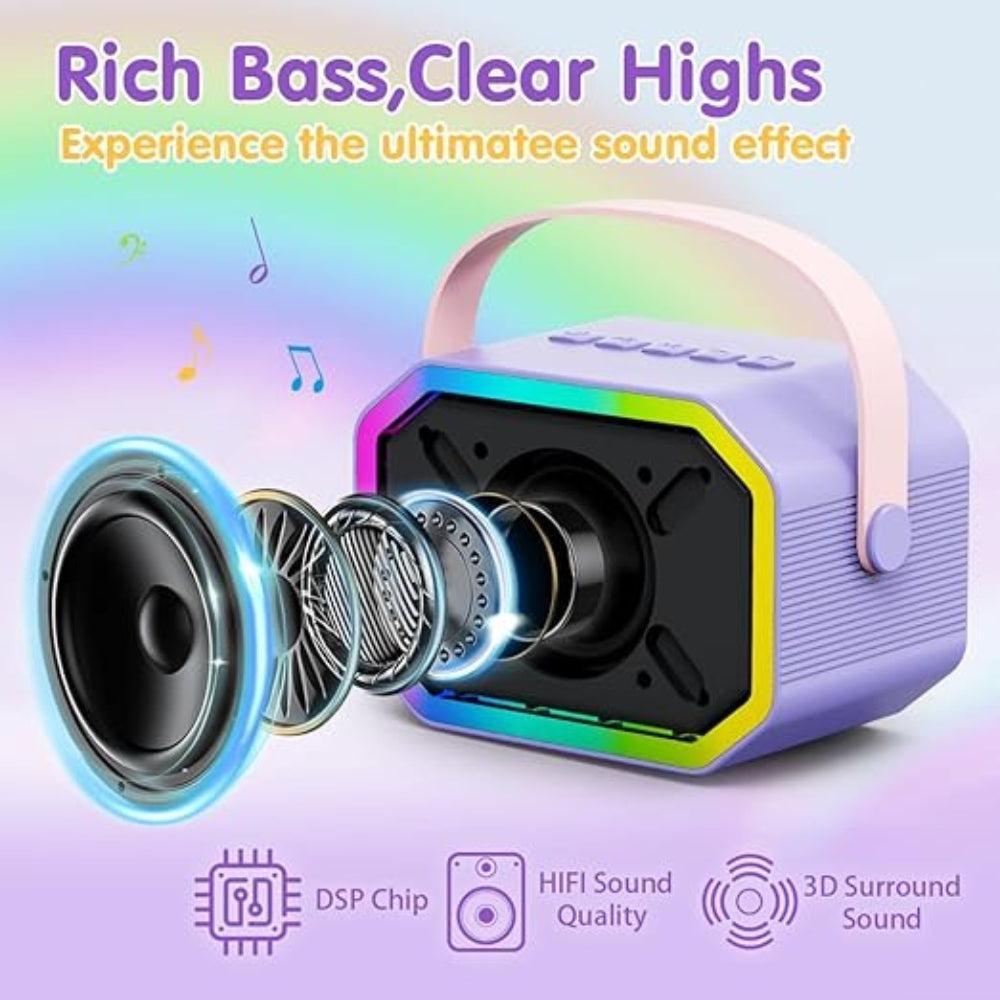 Mini Karaoke Machine for Girl Boy, Portable Bluetooth Speaker with 2 Wireless Microphones, Birthday Gifts Toys for Kids