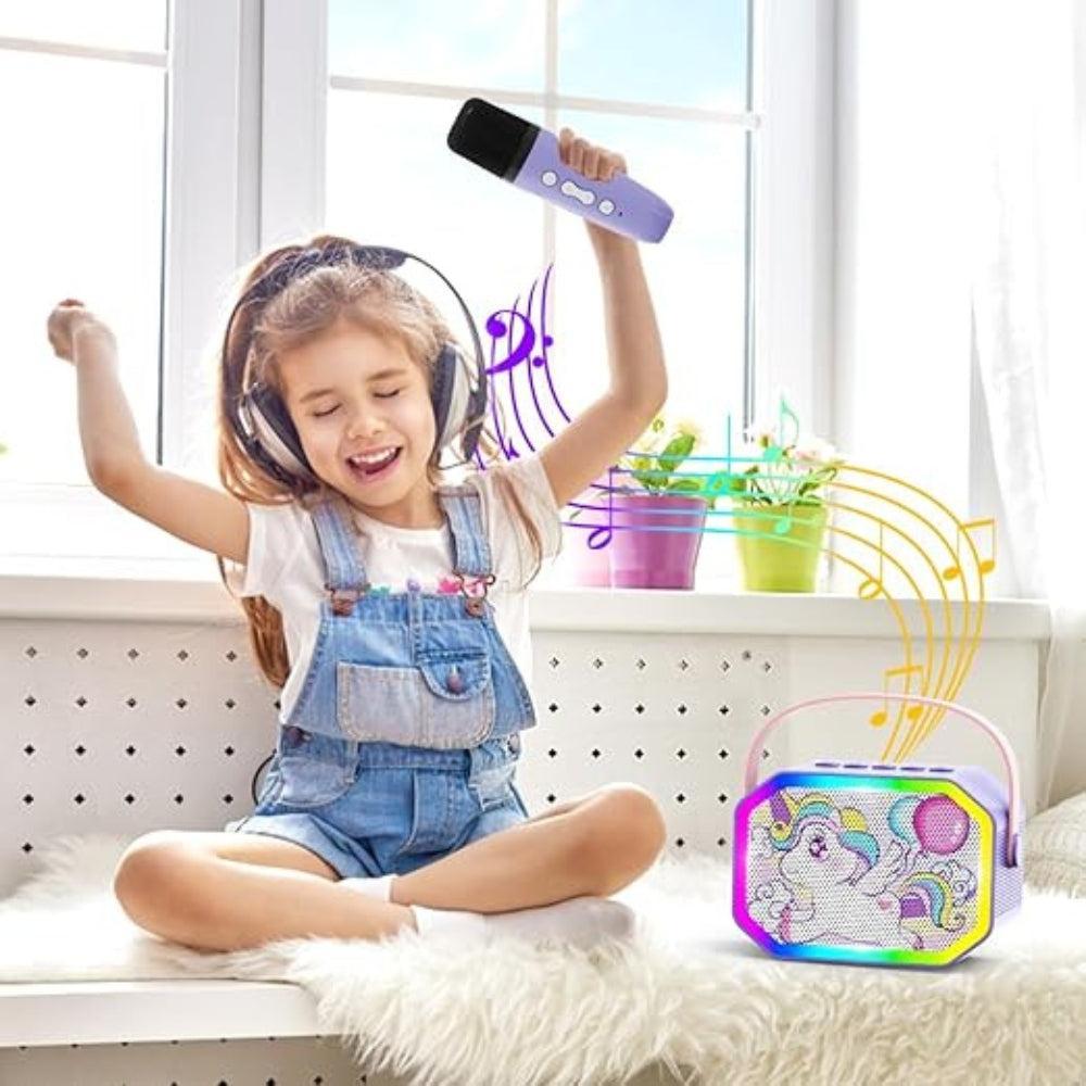 Mini Karaoke Machine for Girl Boy, Portable Bluetooth Speaker with 2 Wireless Microphones, Birthday Gifts Toys for Kids