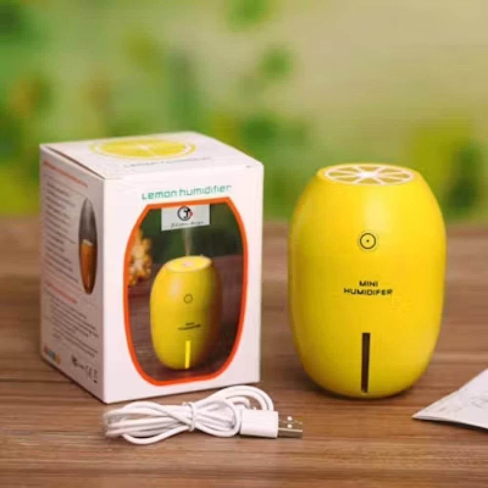 Mini Lemon Humidifier, Portable Cool Mist Mini USB Ultrasonic Air Humidifier with Night Light and Auto Shut-Off for Home Car Travel Office Baby Bedroom