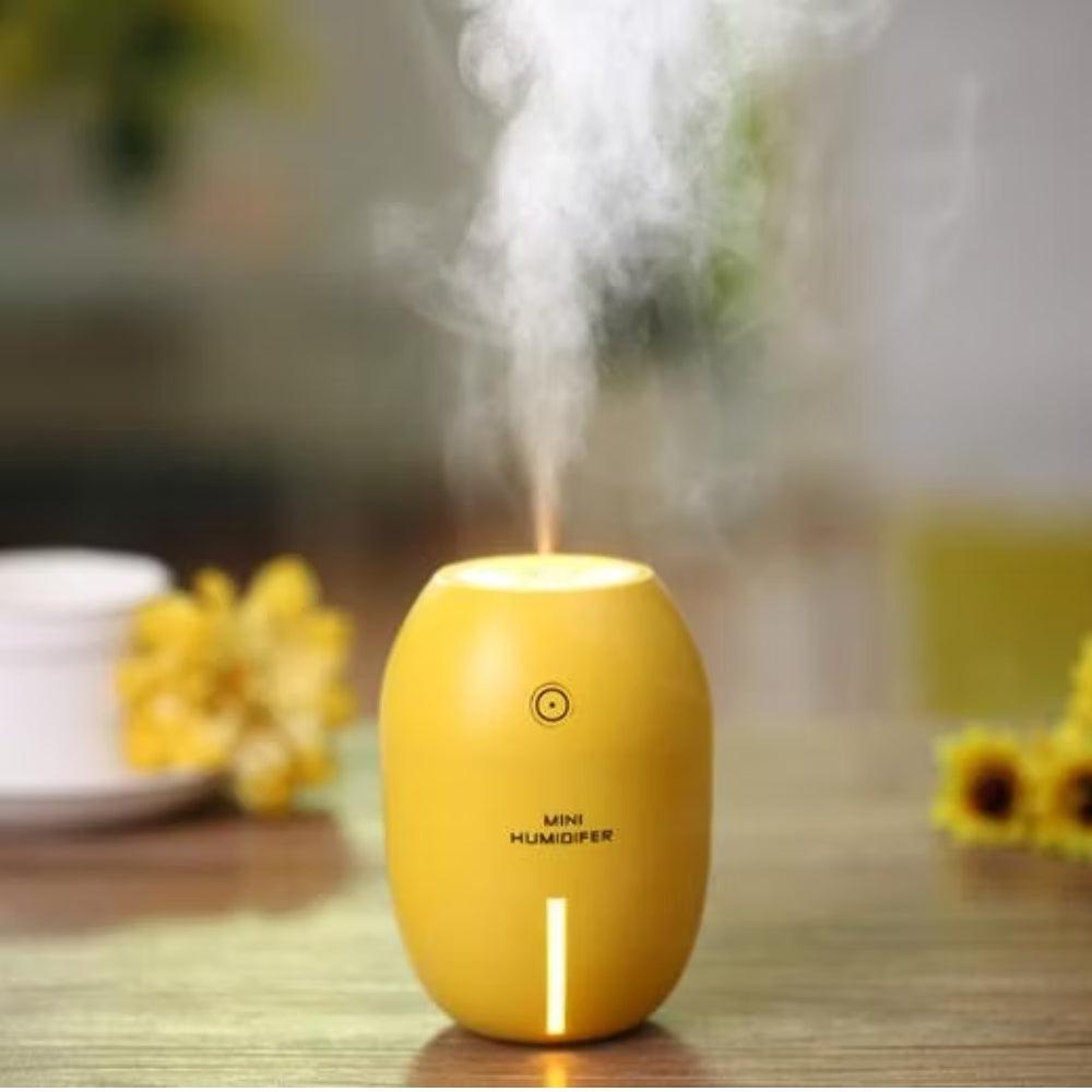 Mini Lemon Humidifier, Portable Cool Mist Mini USB Ultrasonic Air Humidifier with Night Light and Auto Shut-Off for Home Car Travel Office Baby Bedroom