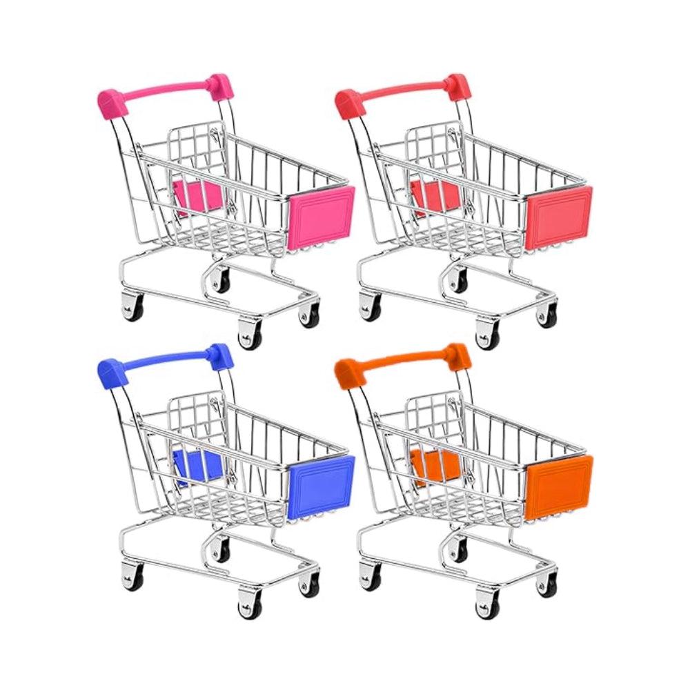 Mini Shopping Cart Miniature Supermarket Handcart Shopping Utility Cart Storage Toy For Kids
