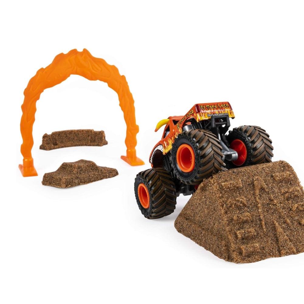 Monster Jam, El Toro Loco Monster Dirt Deluxe Set, Featuring 16oz Of Monster Dirt And Official 1:64 Scale Die-Cast Monster Jam Truck