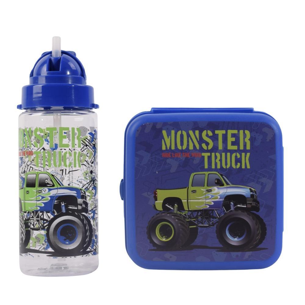 Monster Truck Lunch Box and Water Bottle Set – Blue