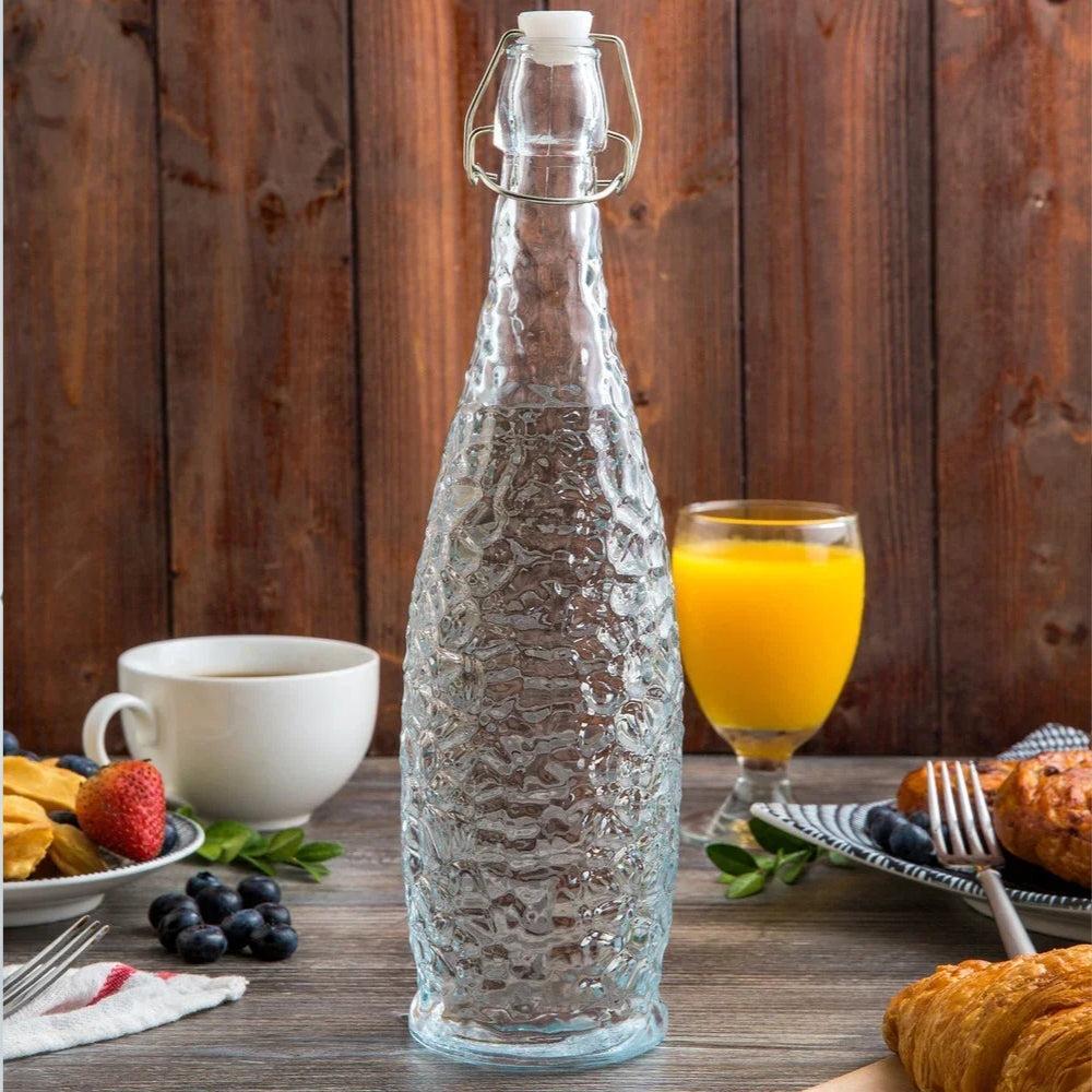 Moresca Swing Flip Top Lid Glass Water Bottle. (1 Litre)