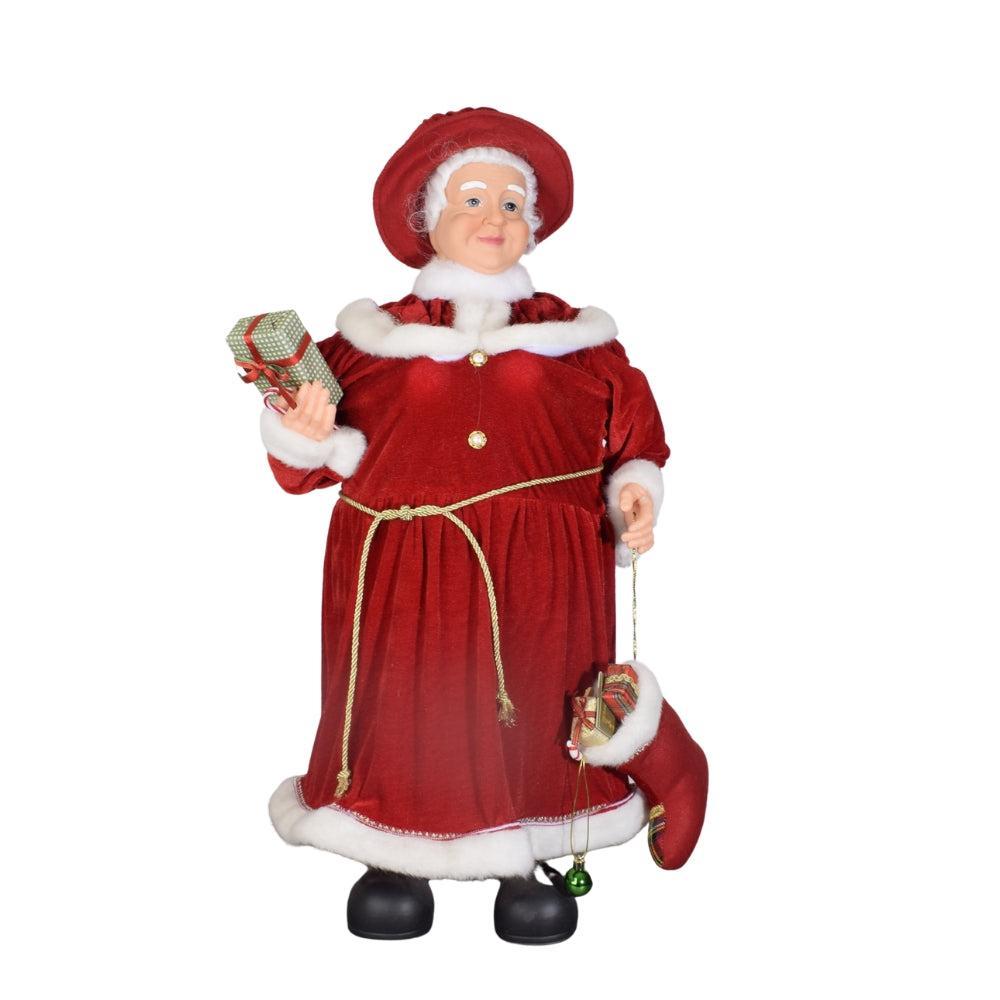 Mrs. Claus Christmas Figurine with Gifts and Stocking
