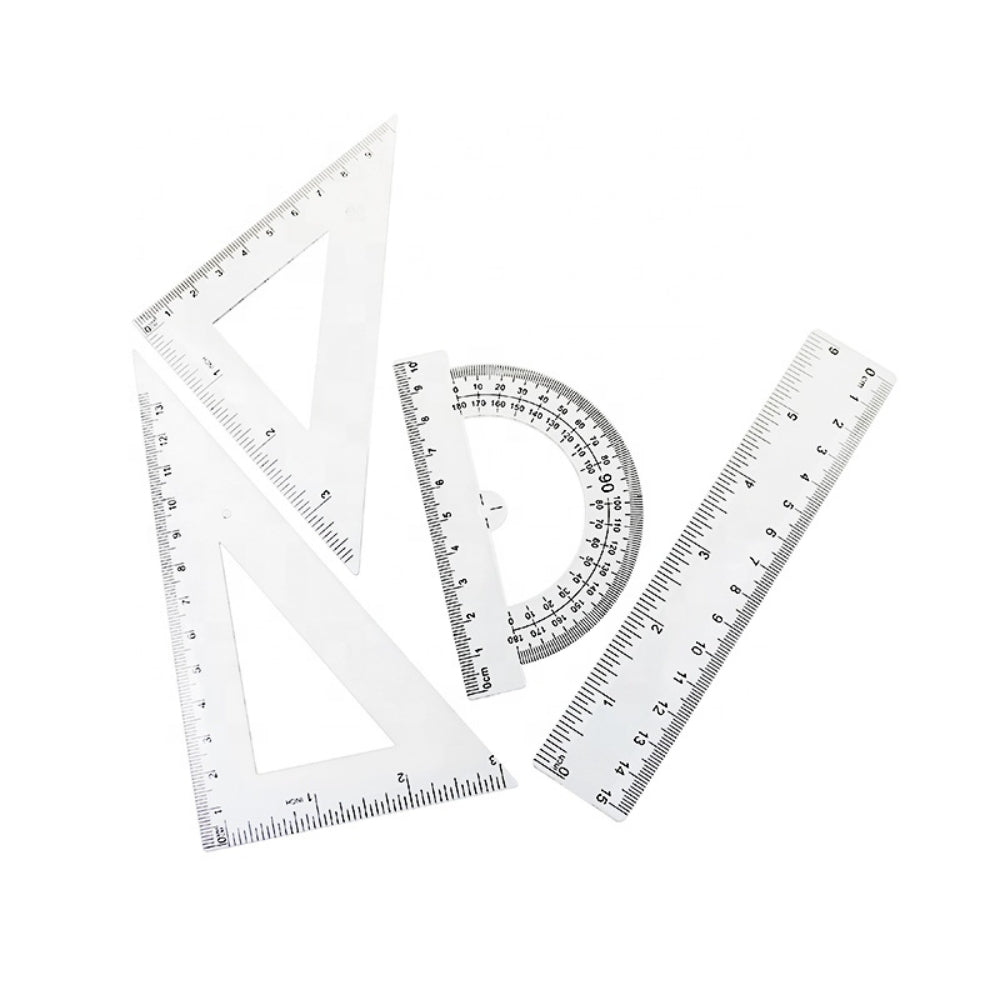 Multi Size Plastic Ruler Set Student Maths Geometry Set Squares Triangle Ruler Protractor for School