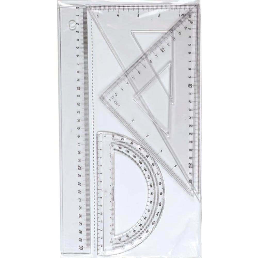 Multi Size Plastic Ruler Set Student Maths Geometry Set Squares Triangle Ruler Protractor for School