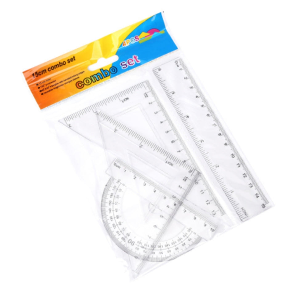 Multi Size Plastic Ruler Set Student Maths Geometry Set Squares Triangle Ruler Protractor for School