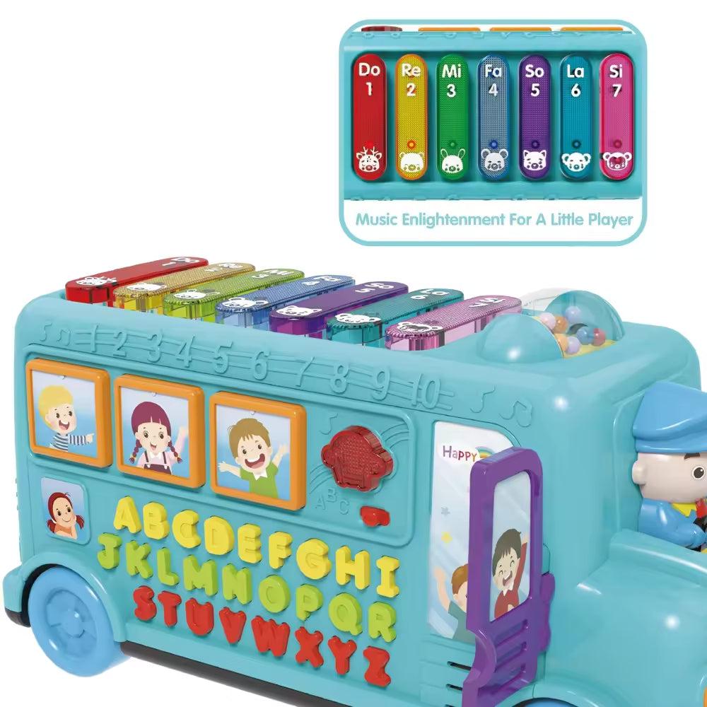 Multifunctional Early Education School Battery-Powered Bus Toy