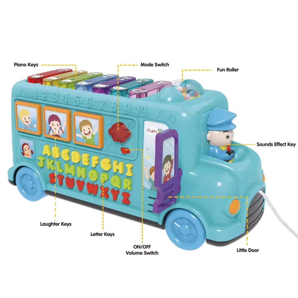 Multifunctional Early Education School Battery-Powered Bus Toy