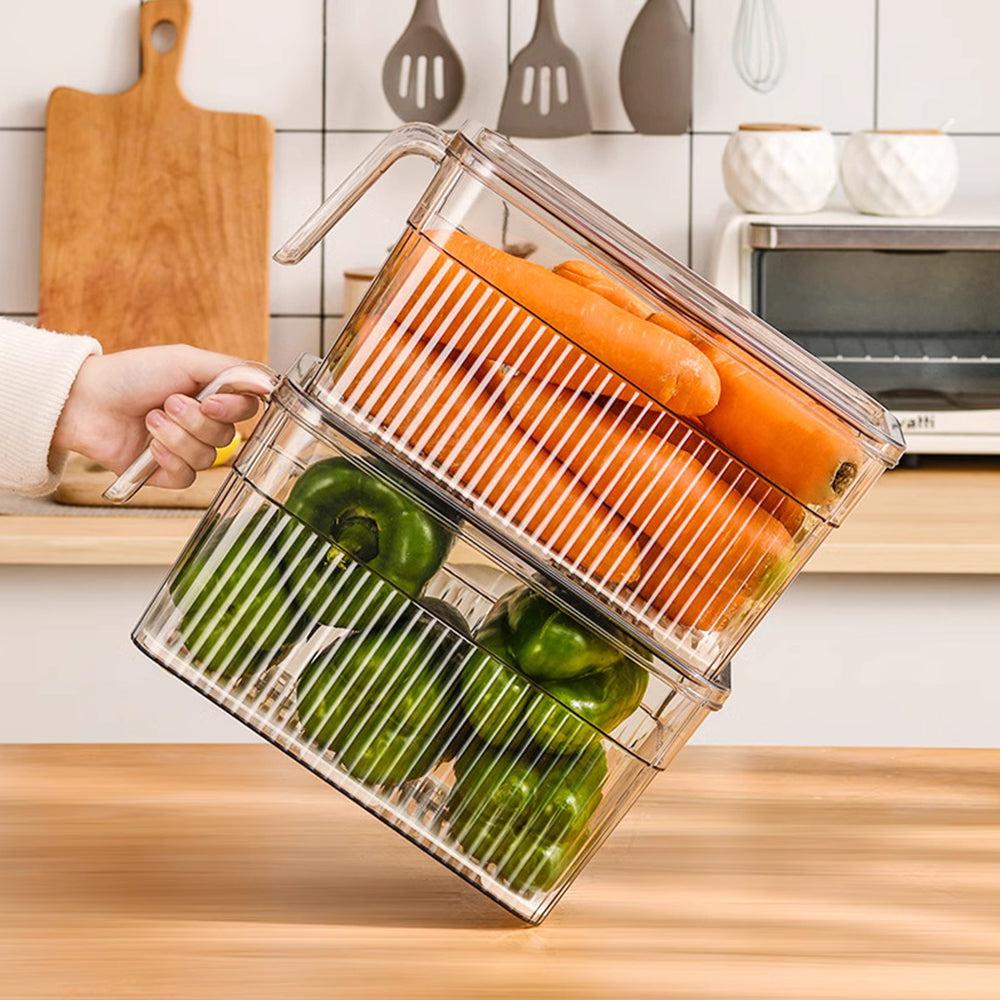 Multifunctional Storage Box With Drainer & Handle