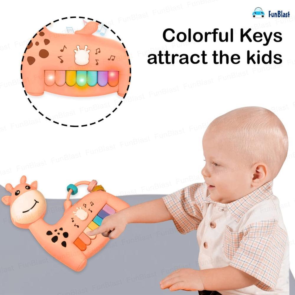 Musical Piano for Babies - Giraffe Toy Piano with Colorful Keys, Animal Shape Activity Toy for Kids with Light & Sound, Early Learning Toys for Toddlers