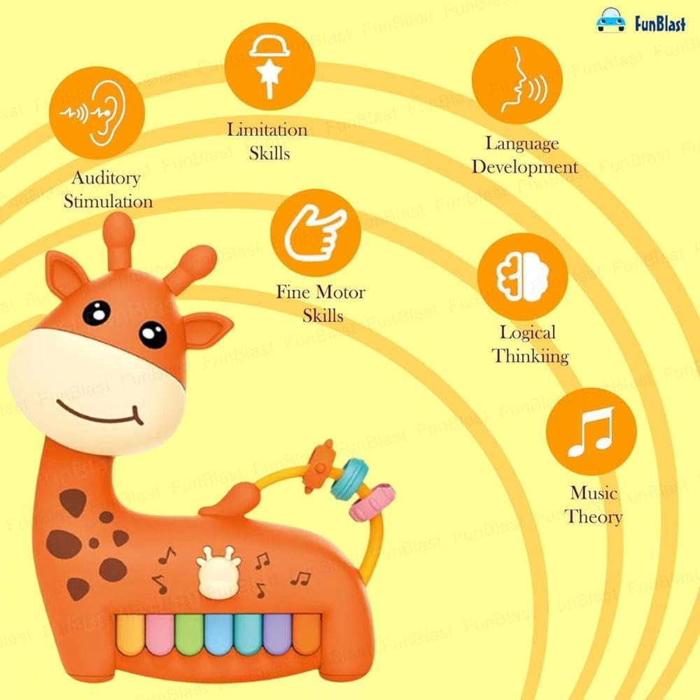 Musical Piano for Babies - Giraffe Toy Piano with Colorful Keys, Animal Shape Activity Toy for Kids with Light & Sound, Early Learning Toys for Toddlers