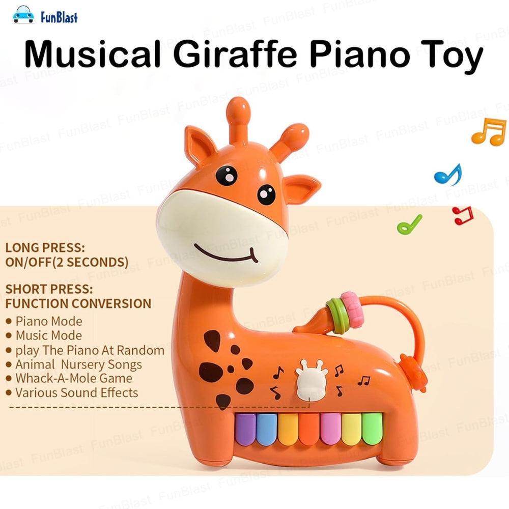 Musical Piano for Babies - Giraffe Toy Piano with Colorful Keys, Animal Shape Activity Toy for Kids with Light & Sound, Early Learning Toys for Toddlers