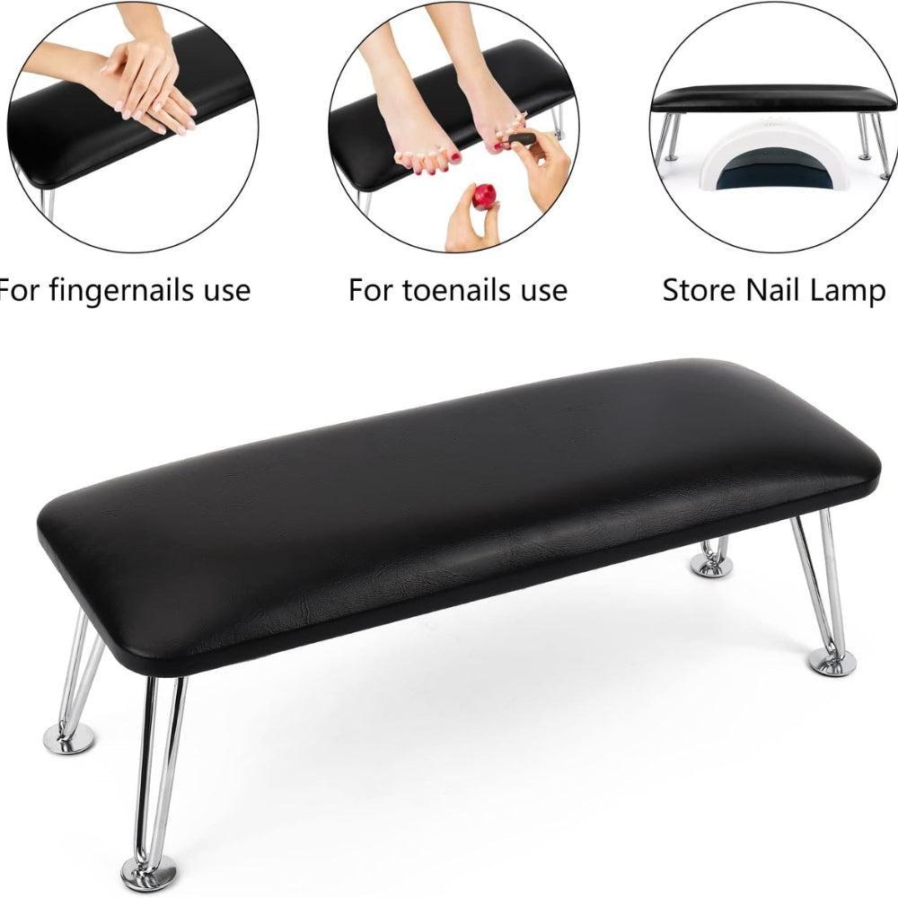 Nail Hand Rest Cusion, Microfiber Leather Arm Rest Nail Table for Fingernails and Toenails, Professional Manicure Nail Pillow Hand Rest Stand for Nail Technician Salon Use (Black)