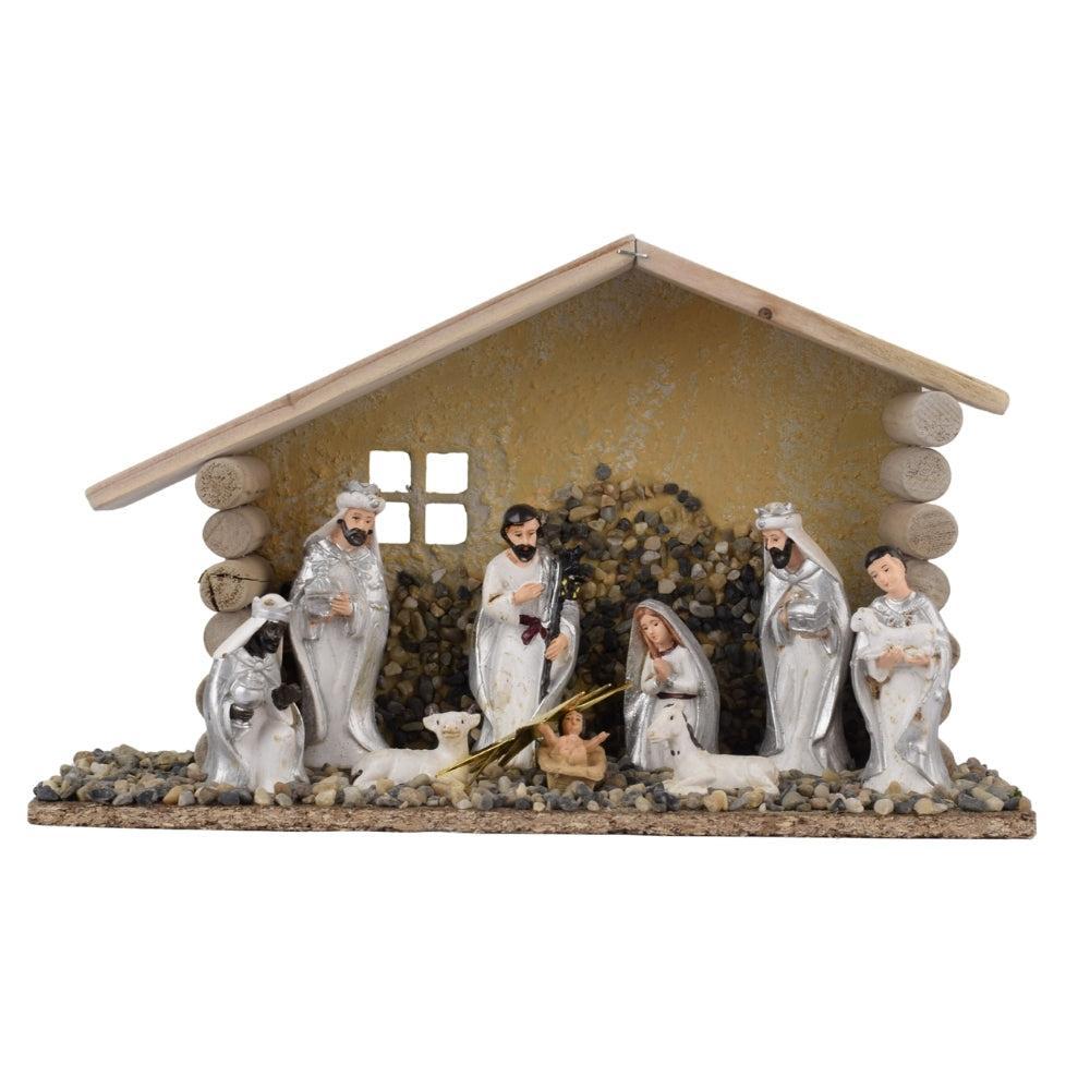 Nativity Scene with Stable – 7-Piece Figurine Set