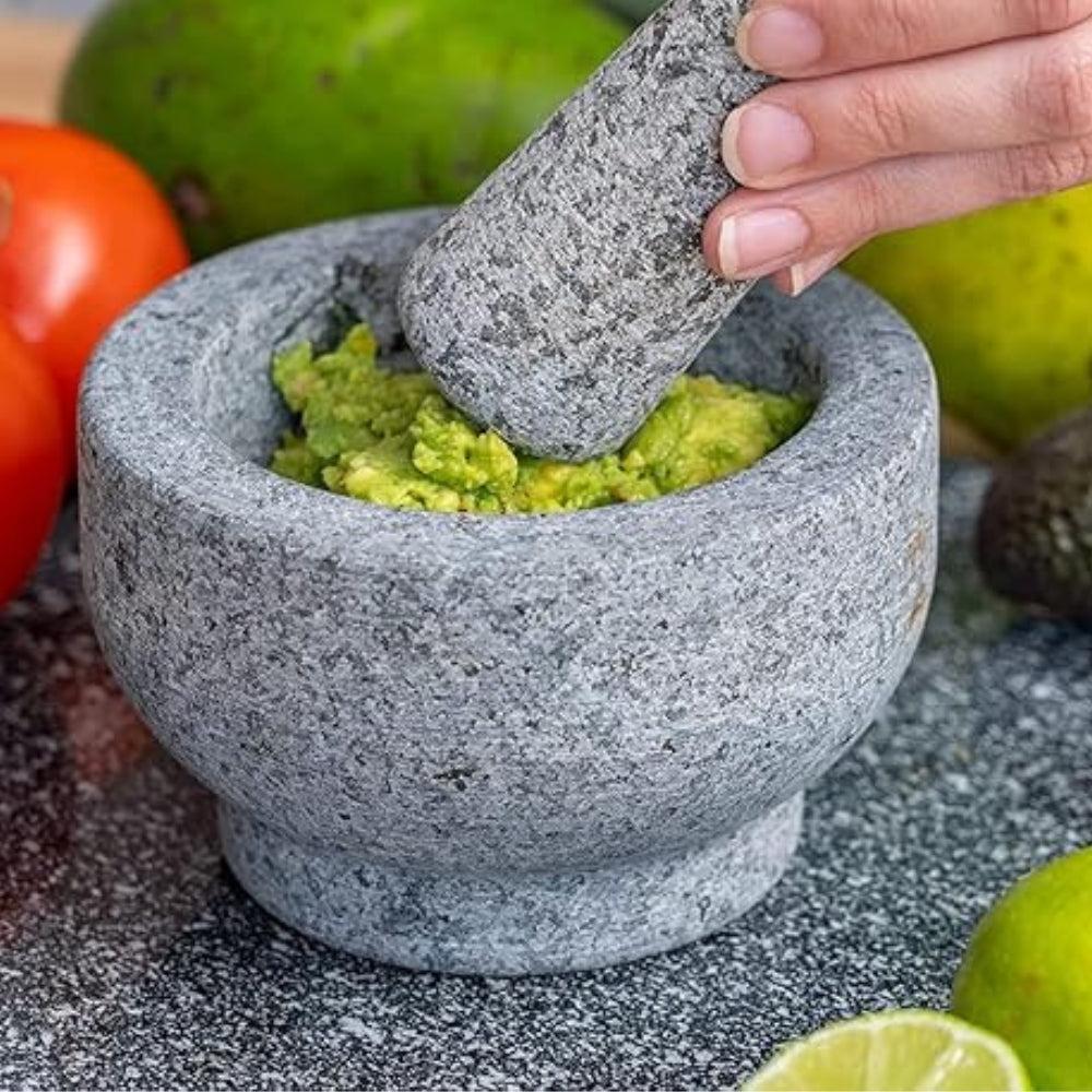 Natural Granite Mortar and Pestle Set, Rough Garlic Bowl for Grinding Garlic