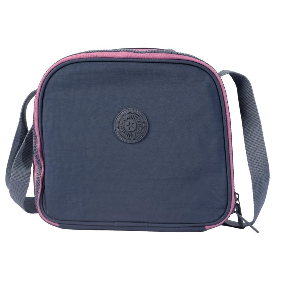 Navy Blue Lunch Bag with Pink Trim and Adjustable Strap