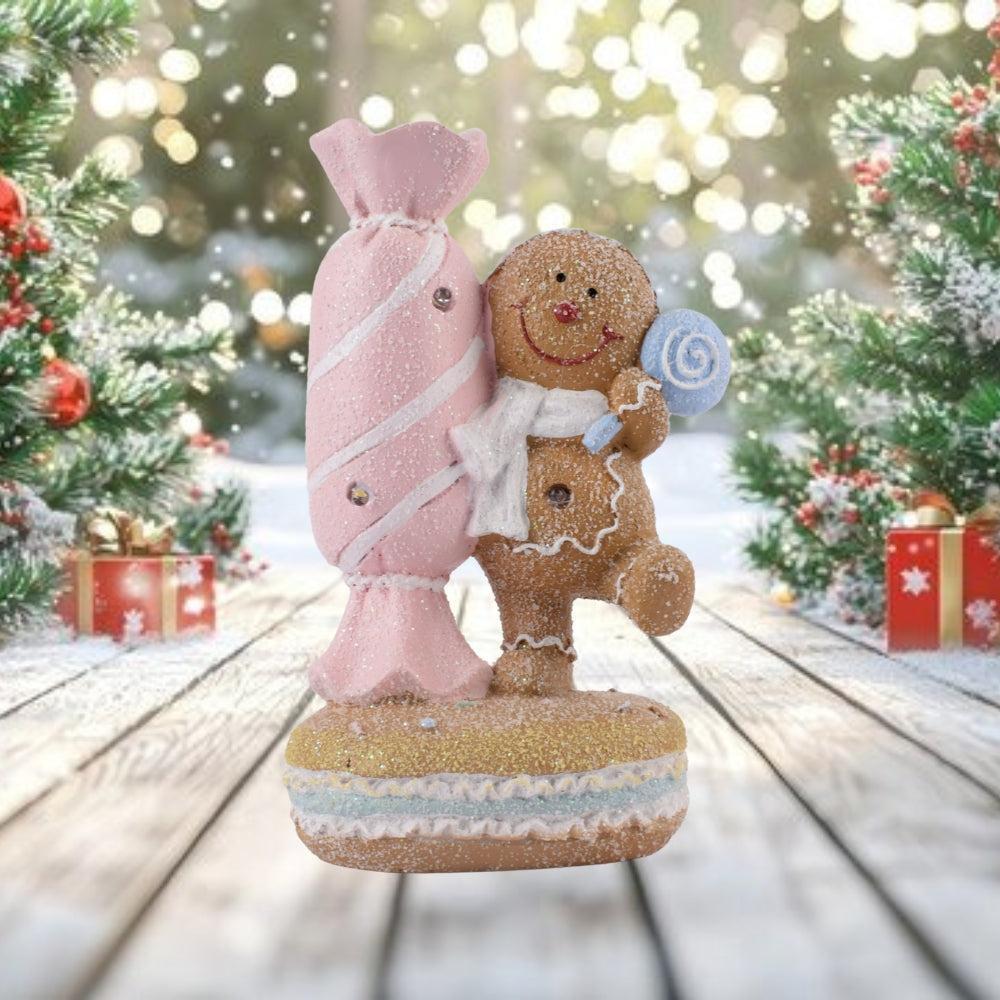 New Year's decorative figurine with backlight 12.5×9×21 cm New Year's decor Child with candy made of porcelain