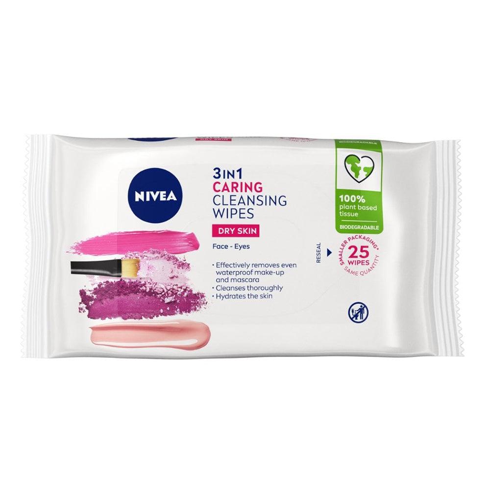 Nivea 3 in 1 Caring Cleansing Wipes Dry Skin 25Wipes