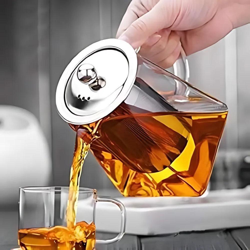 NixTiL Hofu Petit Clear High Borosilicate Glass Teapot with Removable 304 Stainless Steel Infuser, Heat Resistant Loose Leaf Teapot, Stovetop Safe (550ML)