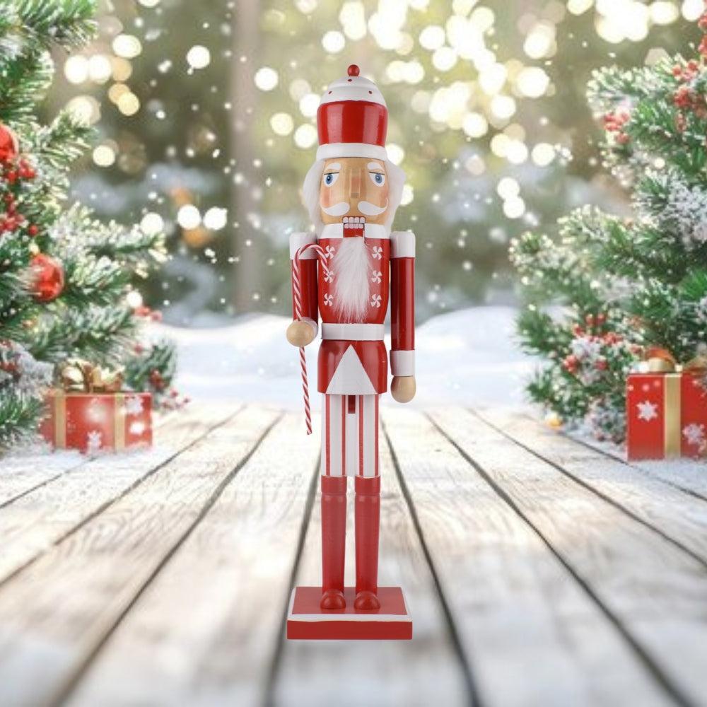 Nutcracker Figurine Christmas Decor Crafts Statue Christmas Nutcracker King for Living Room Holiday Home, Red