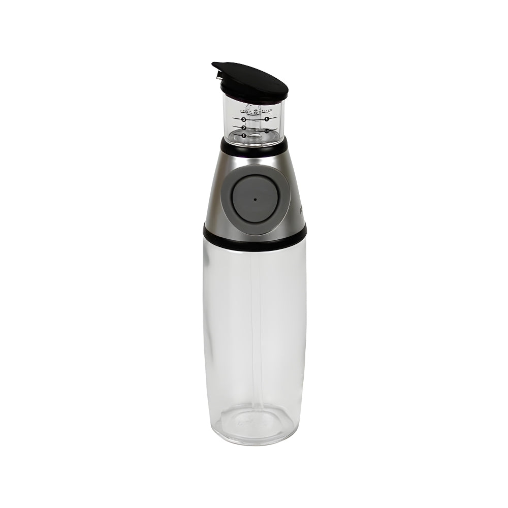 Oil Dispenser Bottle Press Measure Drip Free Spout Glass Safe For Kitchen Vinegar