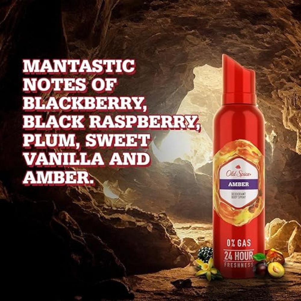 Old Spice Amber No Gas Deodorant Body Spray Perfume for Men, 140 ml