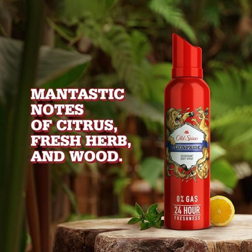 Old Spice LionPride No Gas Deodorant Body Spray Perfume for Men, 140 ml