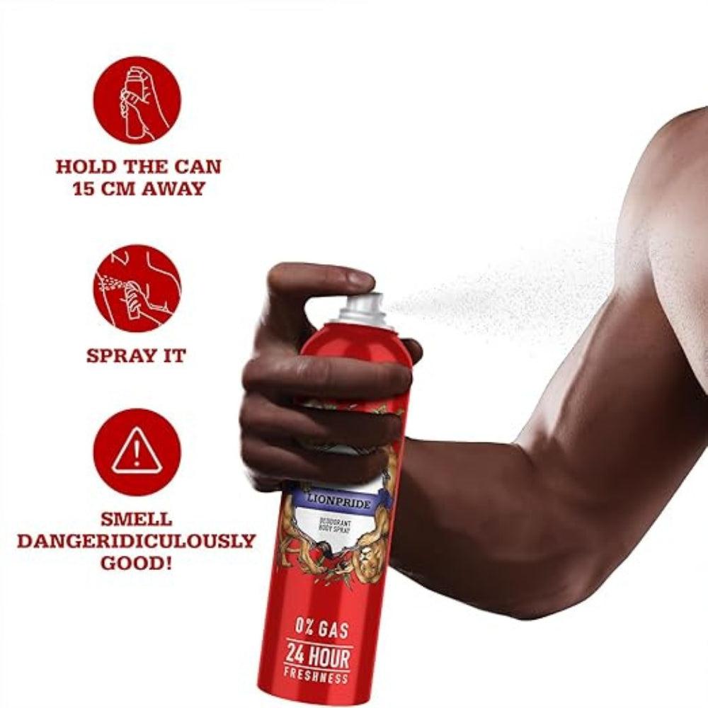 Old Spice LionPride No Gas Deodorant Body Spray Perfume for Men, 140 ml