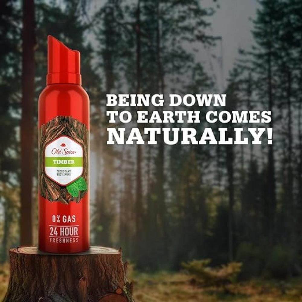 Old Spice Timber No Gas Deodorant Body Spray Perfume for Men, 140 ml