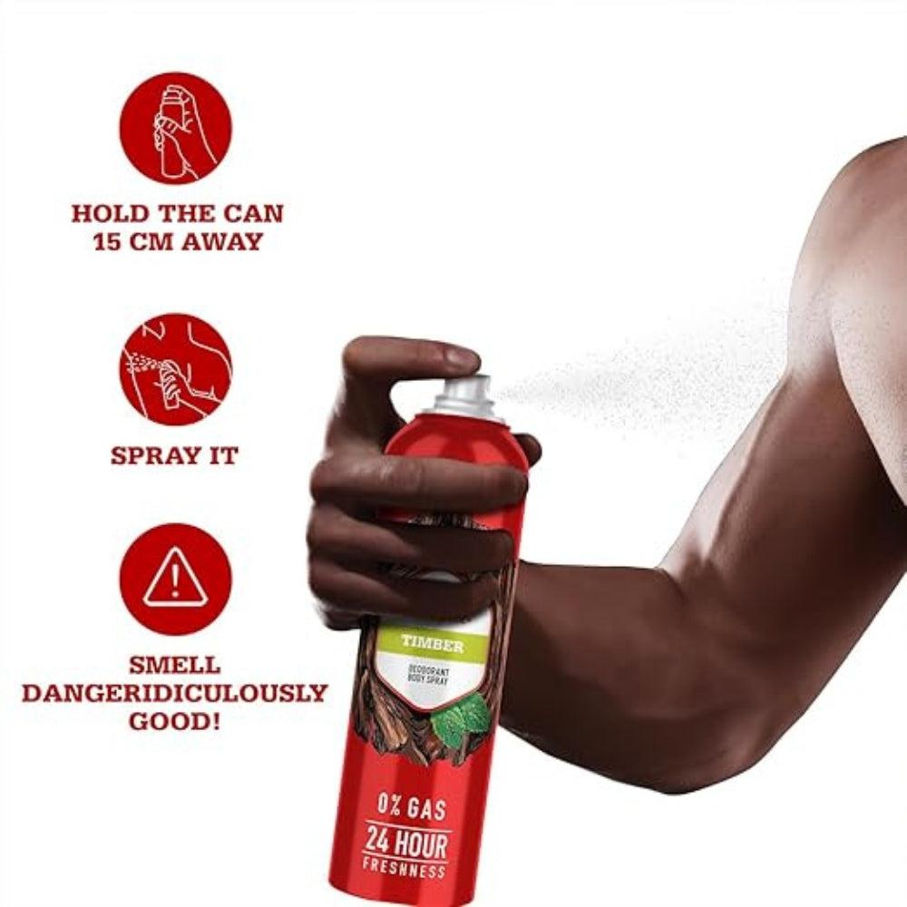 Old Spice Timber No Gas Deodorant Body Spray Perfume for Men, 140 ml