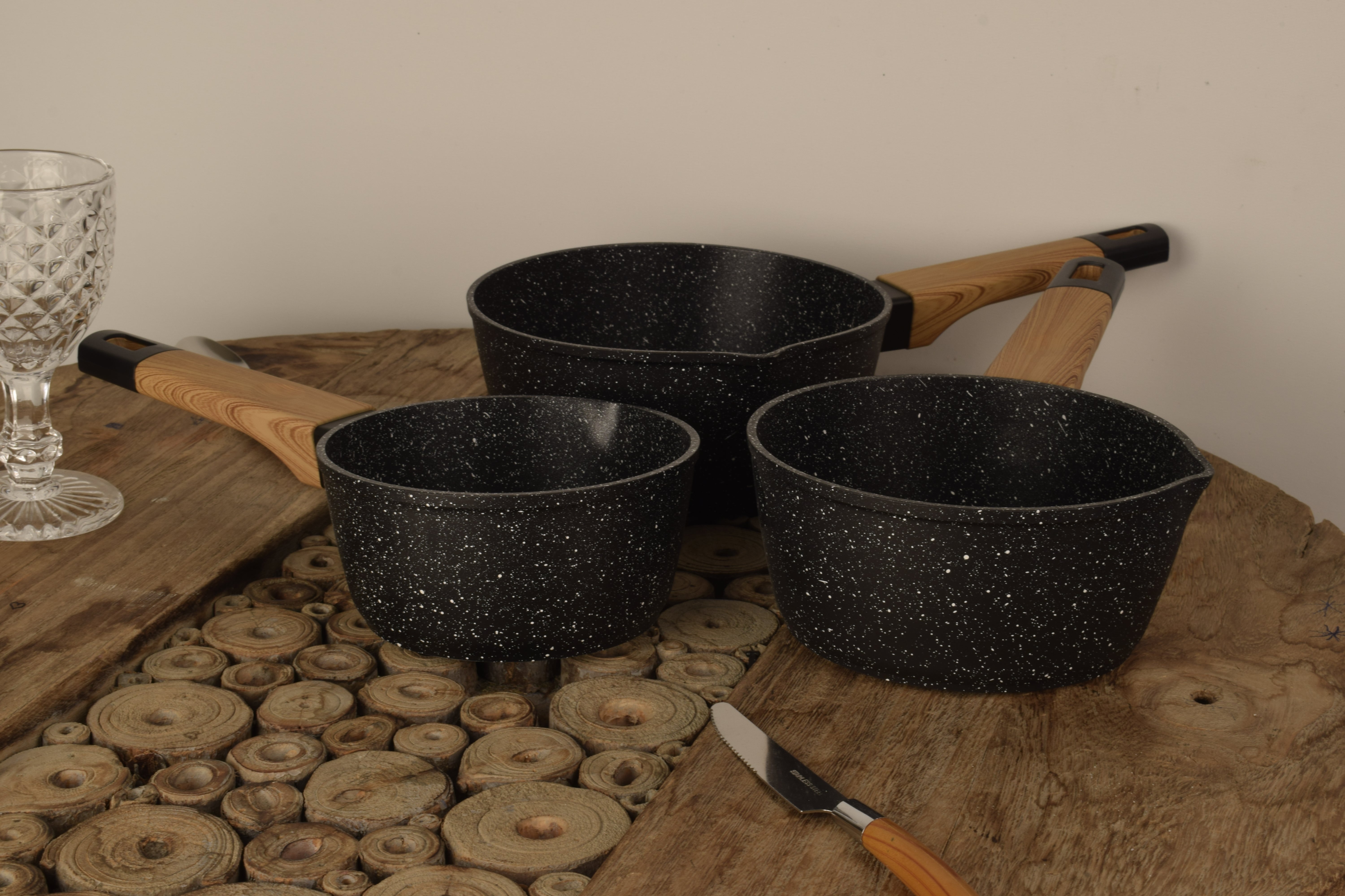 Olina Granite Nonstick Fry Pan Set 3 Piece 14, 16, 18cm