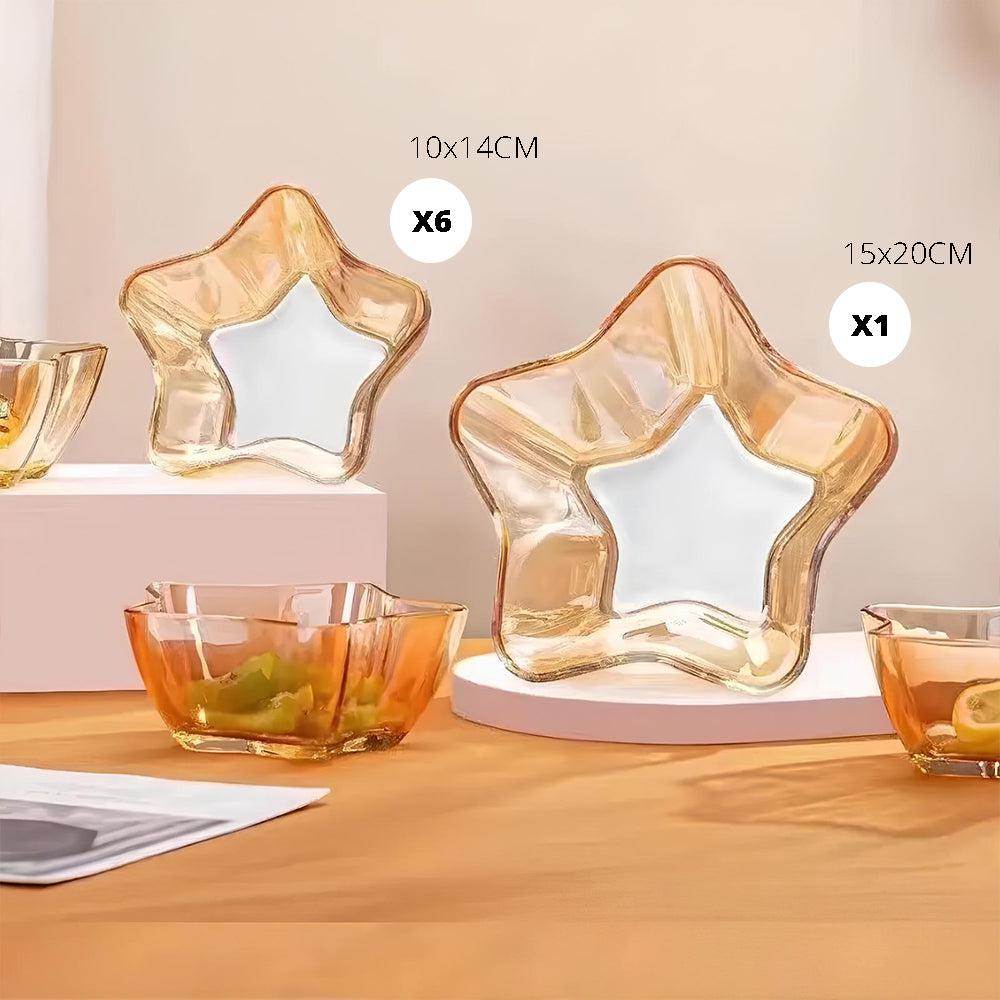 One Star 7 Pcs Set 6+1 High Temp Glass Bowls 2 Sizes