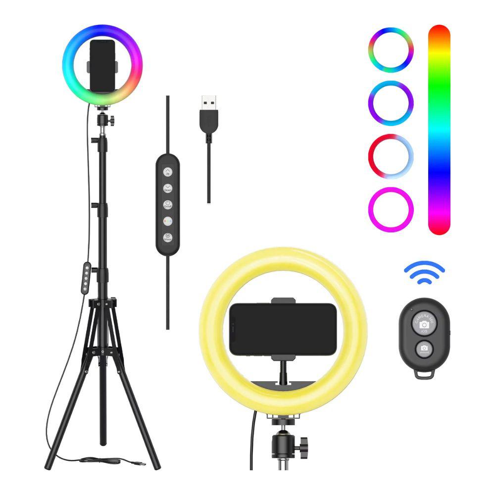 Onn. 8inch Ring Light With 47 Adjustable Tripod Special RGB Effects