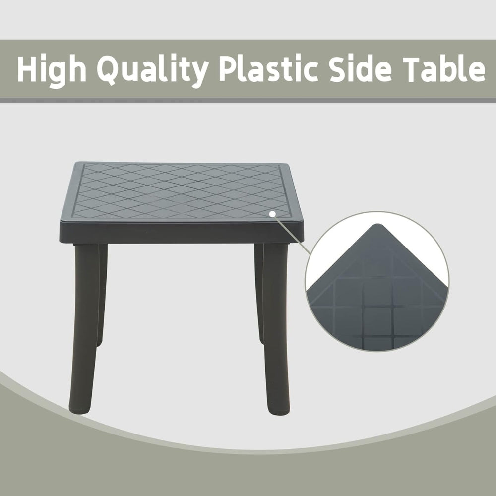 Outdoor Coffee Table Garden Patio Decor End Sofa Side Phone Tea Table Dining Lamp Holder Square Grey